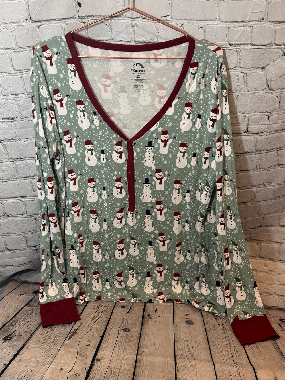 Emerson and Friends Snowman Pattern Womens Bamboo Shirt